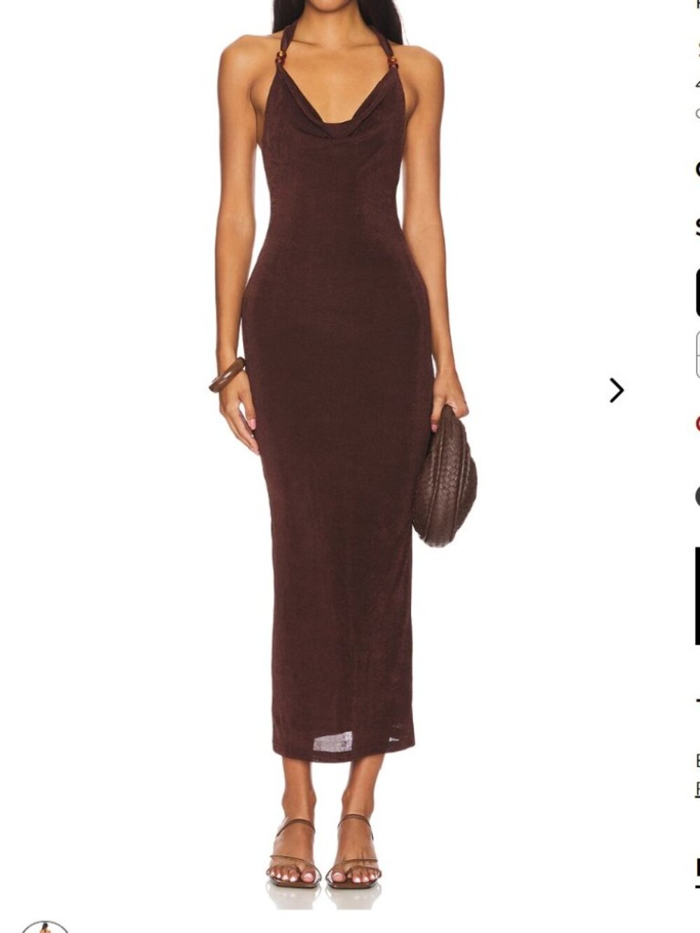 Runaway The Label Enora Maxi Dress Cowl Halter Open Back Slit XS